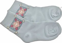 Ponožky dětské bavlna - SRDÍČKA modré - vel.17-18 (obuv 28-29) - obrázek 1