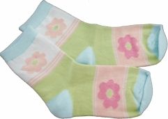 Ponožky dětské bavlna - KVĚT barevné s tyrkysovou - vel.17-18 (obuv 28-29) - obrázek 1