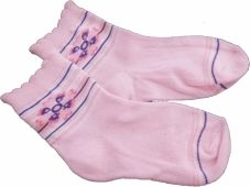 Ponožky dětské bavlna - KYTIČKA světle růžové - vel.13-14 (obuv 24-25) - obrázek 1
