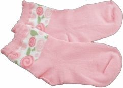 Ponožky dětské bavlna - RŮŽIČKY růžové - vel.13-14 (obuv 24-25) - obrázek 1