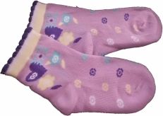 Ponožky dětské bavlna - KYTICE SE SRDCEM fialové - vel.11-12 (obuv 22-23) - obrázek 1