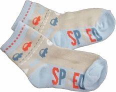 Ponožky dětské bavlna - AUTÍČKA modro-béžové - vel.11-12 (obuv 22-23) - obrázek 1