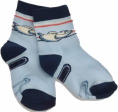Ponožky dětské bavlna - LETADLO modré - vel.11-12 (obuv 22-23) - obrázek 1