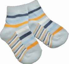Ponožky kojenecké bavlna - PROUŽKY modro-oranžové - vel.11-12 (obuv 22-23) - obrázek 1