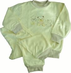 Pyžamo dětské bavlna - TŘI MÉĎOVÉ žluto-hnědé - vel.86 - obrázek 1