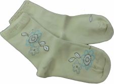Ponožky dětské bavlna - KVĚTY béžové - vel.17-18 (obuv 28-29) - obrázek 1