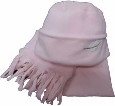 Čepice a šála dětská fleece - LÍSTEK světle růžová - vel.46-48cm - obrázek 1