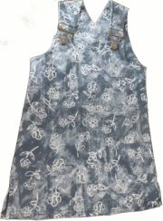 Šaty dětské riflové - POTISK KYTKY modré - vel.98-104 - obrázek 1