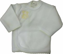 Košilka kojenecká řádková bavlna - MOTÝLEK bílá se žlutou - vel.50 - obrázek 1