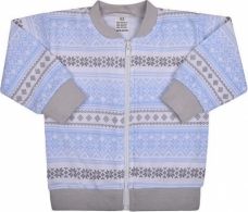 Kabátek kojenecký bavlna - VZOR šedo-modrý - vel.62 - obrázek 1