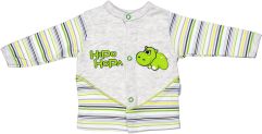 Kabátek kojenecký bavlna - HIPPO proužky šedo-zelený - vel.68 - obrázek 1