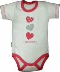 Body kojenecké krátký rukáv - MADE WITH LOVE bílo-růžové - vel.62 - obrázek 1