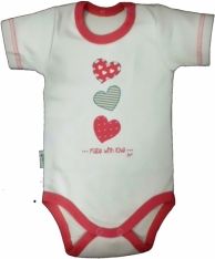 Body kojenecké krátký rukáv - MADE WITH LOVE bílo-růžové - vel.92 - obrázek 1