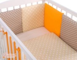 Mantinel do postýlky modulový - PUNTÍKY oranžovo-hnědo-béžový - Bobono - obrázek 2
