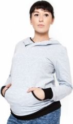 Těhotenská mikina s kapucí - VERA světle šedý melír - Be MaaMaa  velikost L/XL - obrázek 1