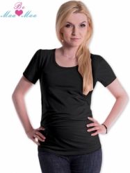 Tričko nejen těhotenské krátký rukáv - JOLY černé i s potiskem na přání - Be MaaMaa  velikost L/XL, potisk bez potisku - obrázek 1