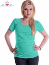 Tričko nejen těhotenské krátký rukáv - JOLY mátové i s potiskem na přání - Be MaaMaa     velikost L/XL, potisk potisk nožičky bílé - obrázek 1