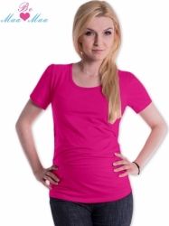 Tričko nejen těhotenské krátký rukáv - JOLY fuchsiové i s potiskem na přání - Be MaaMaa      velikost L/XL, potisk srdíčka bílá - obrázek 1