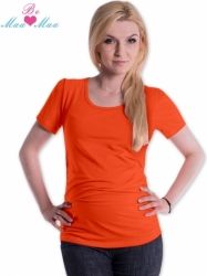 Tričko nejen těhotenské krátký rukáv - JOLY oranžové i s potiskem na přání - Be MaaMaa       velikost L/XL, potisk potisk nožičky bílé - obrázek 1