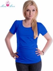 Tričko nejen těhotenské krátký rukáv - JOLY modré i s potiskem na přání - Be MaaMaa        velikost L/XL, potisk potisk ručičky černé - obrázek 1