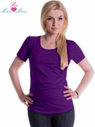 Tričko nejen těhotenské krátký rukáv - JOLY fialové i s potiskem na přání - Be MaaMaa         velikost L/XL, potisk potisk srdíčka bílá - obrázek 1