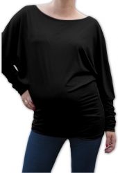 Těhotenské tričko dlouhý rukáv - TUNIKA symetrická černá - obrázek 1
