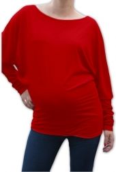Těhotenské tričko dlouhý rukáv - TUNIKA symetrická červená - obrázek 1