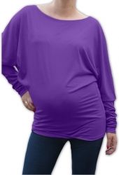 Těhotenské tričko dlouhý rukáv - TUNIKA symetrická fialová - obrázek 1