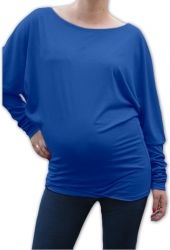 Těhotenské tričko dlouhý rukáv - TUNIKA symetrická modrá - obrázek 1