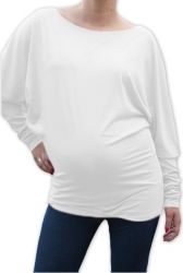 Těhotenské tričko dlouhý rukáv - TUNIKA symetrická bílá - obrázek 1