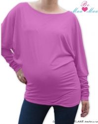 Těhotenské tričko dlouhý rukáv - TUNIKA symetrická šeříková - obrázek 1