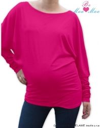 Těhotenské tričko dlouhý rukáv - TUNIKA symetrická růžová - obrázek 1