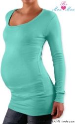 Těhotenské tričko - dlouhý rukáv - NELLY mátové velikost S/M - obrázek 1