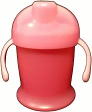 Hrníček dětský nevylévací s pítkem - JEDNOBAREVNÝ růžový - 250ml - obrázek 1