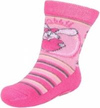 Ponožky kojenecké bavlna s ABS - KRÁLÍČEK proužky růžové - vel.6-9měs. - obrázek 1