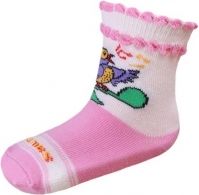 Ponožky dětské bavlna - PAPOUŠEK růžovo-bílé - vel.11-12 (obuv 22-23) - obrázek 1