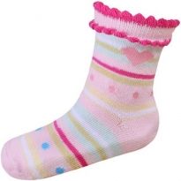 Ponožky dětské bavlna - PROUŽKY se světle růžovou - vel.11-12 (obuv 22-23) - obrázek 1