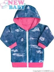 Kojenecký kabátek/Bundička bavlna - LIGHT JEANS modro-růžová - vel.68 - obrázek 1