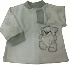 Kabátek kojenecký bavlna - MEDVÍDEK A MÉĎOVÉ bílo-šedý - vel.68 - obrázek 1