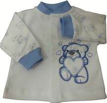 Kabátek kojenecký bavlna - MEDVÍDEK A MÉĎOVÉ bílo-modrý - vel.68 - obrázek 1