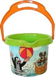 Kyblík dětský plastový - KRTEČEK oranžový s nálevkou - obrázek 1