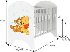 Postýlka dřevěná borovice - MINNIE BABY bílá - Disney - obrázek 2