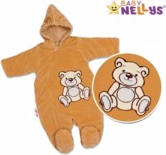 Overal/Kombinéza zimní samet - TEDDY BEAR hnědá - vel.74 - obrázek 1