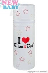 Termoobal na kojenecké lahve kulatý - MUM AND DAD bílý - obrázek 1
