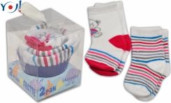 Ponožky dětské 2ks dárkové balení - MUFFIN s červenou - vel.6-12měs. - obrázek 1