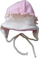 Čepice kojenecká bavlna - OBŠITÝ LEM růžová se smetanovou - vel.62 - obrázek 1