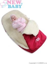 Fusak do kočárku ovčí vlna - CLASSIC růžový - NewBaby - obrázek 3