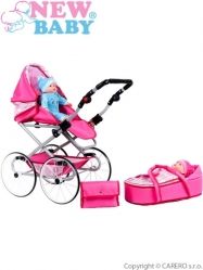 Kočárek pro panenky retro - NATÁLKA růžový - NewBaby - obrázek 2