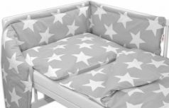 Souprava do postýlky 3-díl bavlna - BIG STARS na šedém - BabyNellys   rozměr 120x90cm - obrázek 1