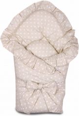 Rychlozavinovačka bavlna s mašlí - PUNTÍKY bílé na béžovém - BabyNellys - obrázek 1